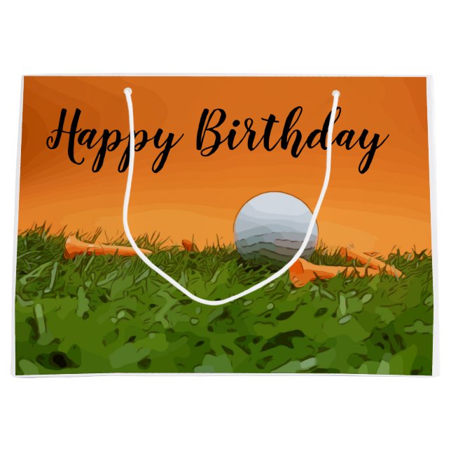 Golf birthday gift bag with golf ball and tee (Front)