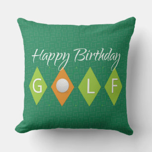 Golf Birthday Green Diamond Shapes Throw Pillow