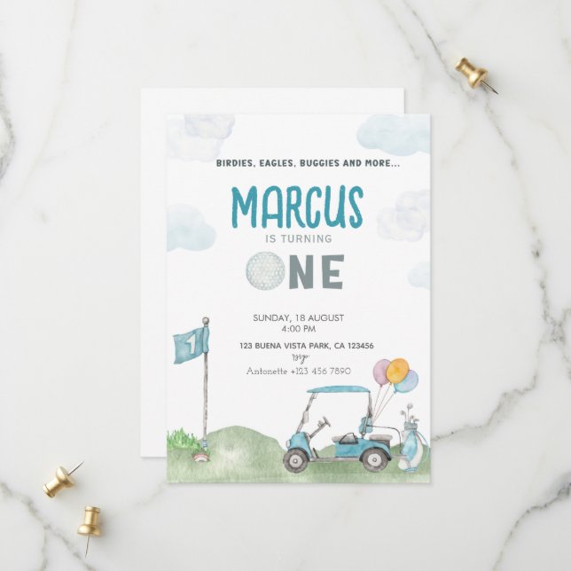 Golf Birthday Invitation Boy Template Golf Course (Front/Back In Situ)