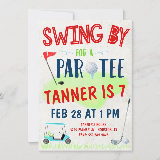 Golf Birthday Invitation for Kids (Front)