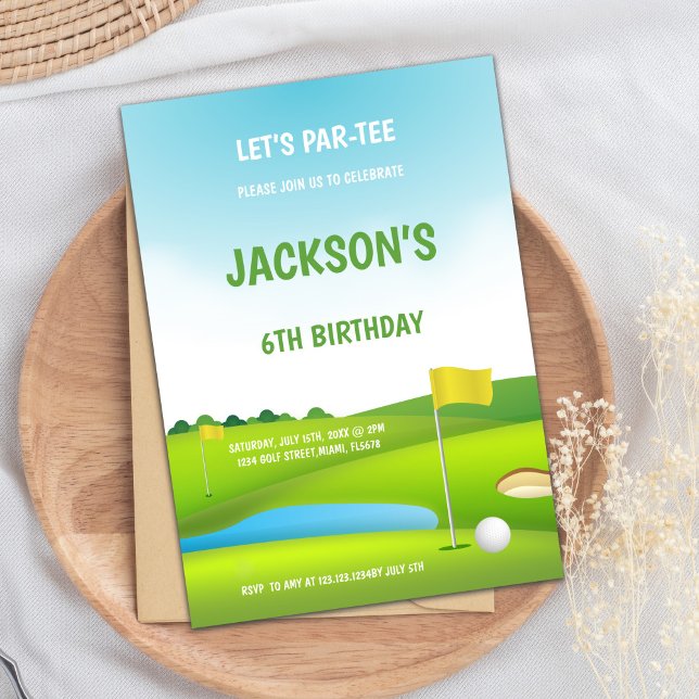 Golf Birthday Invitation, Let's Par-Tee Invitation (6th Birthday Golf Invitations)