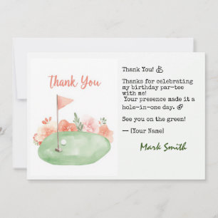 Golf Birthday Par tee party Thank You Card