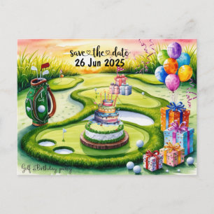 Golf Birthday Party decoration on the course Invitation Postcard