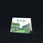 Golf Birthday Party Green Course Folded Tent  Thank You Card<br><div class="desc">Great for birthday party,  retirement party,  etc.  Matching items available in store!  (c) The Happy Cat Studio</div>