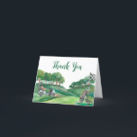 Golf Birthday Party Green Course Folded Tent  Thank You Card<br><div class="desc">Great for birthday party,  retirement party,  etc.  Matching items available in store!  (c) The Happy Cat Studio</div>