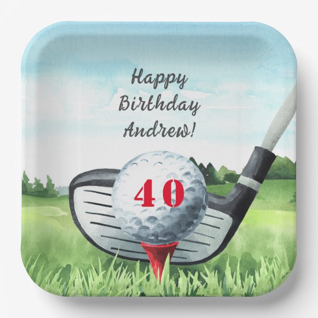 Golf Birthday Party I Let's Par-Tee! Paper Plates (Front)