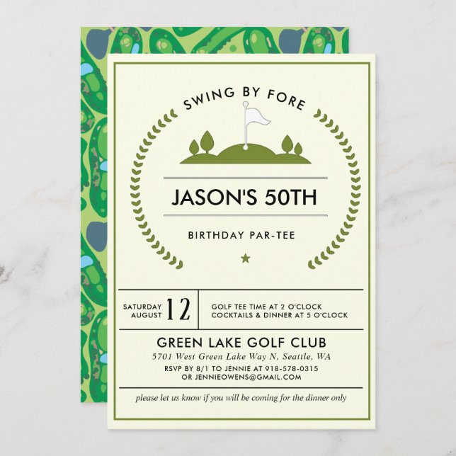 Golf Birthday Party Invitation (Front/Back)