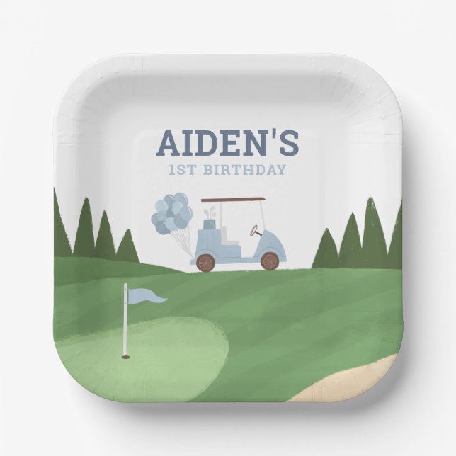 Golf Birthday Party Paper Plate (Front)
