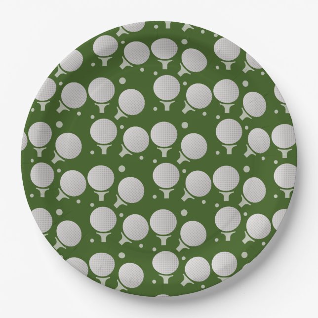 Golf Birthday Party Pattern Paper Plate (Front)