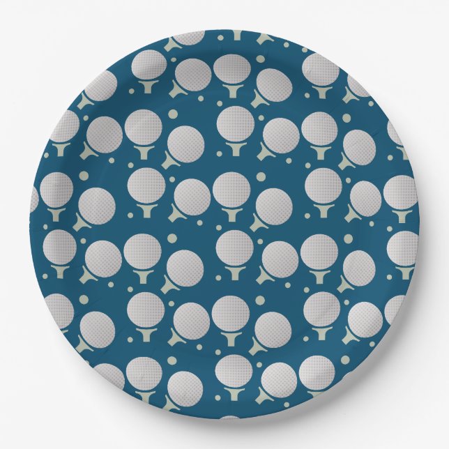 Golf Birthday Party Pattern Paper Plate (Front)