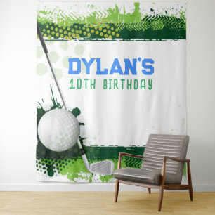 Golf Birthday Party Photo-Op Kids Backdrop Tapestry