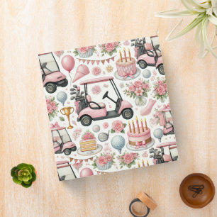 Golf Birthday Party Pink Themed for Girl Woman Binder
