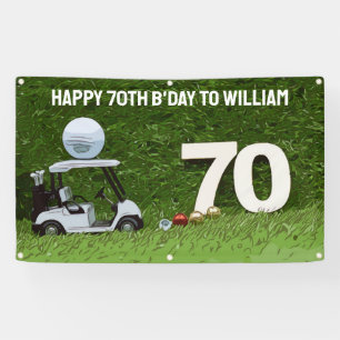 Golf  Birthday Party to golfer with cart and ball Banner