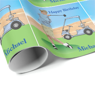Golf Birthday Personalized Gift Wrapping Paper