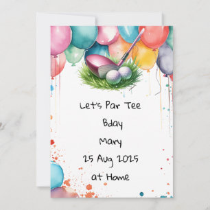 Golf Birthday Pink themed for Lady Golfer Invitation