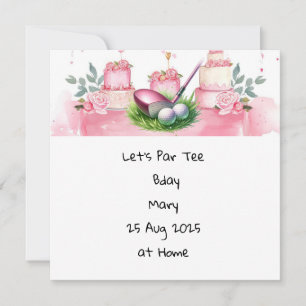 Golf Birthday Pink themed for Lady Golfer Invitation