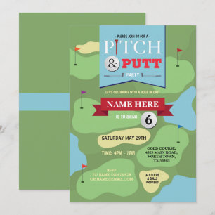Golf Birthday Pitch & Putt Fun Golfing Invitation