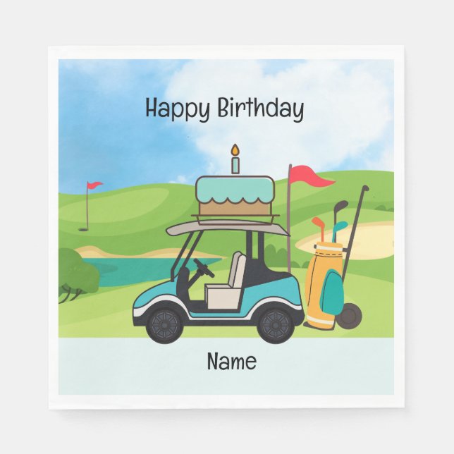 Golf Birthday theme for kid golfer Party Napkin (Front)