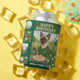 Golf Birthday Themed for Cat Lovers Can Cooler