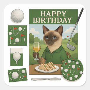 Golf Birthday Themed for Cat Lovers Square Sticker