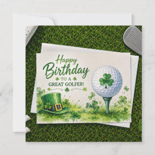 Golf Birthday themed on St. Patrick's Day Card