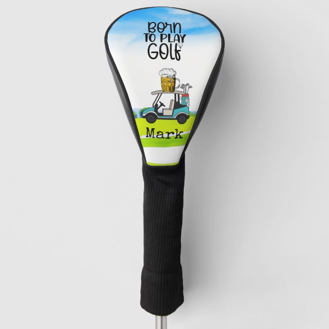 Golf  Birthday with Beer Golf Head Cover (Front)