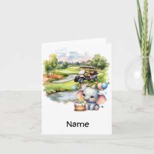 Golf Birthday with golf cart for golfer Card