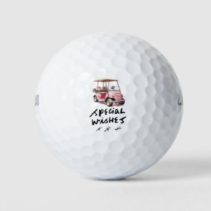 Golf birthday with pink cart  for woman golfer golf balls
