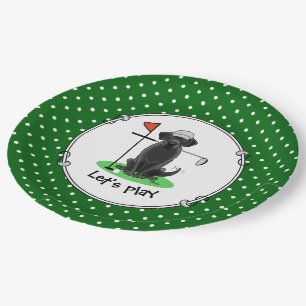 Golf Black Labrador Retriever Dog - Cute Paper Plate