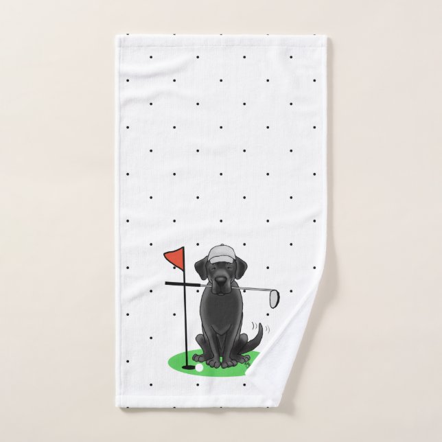 Golf Black Labrador Retriever Dog - mignonne (Serviette à main)