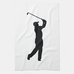 Golf Black Silhouette Shadow Kitchen Towel