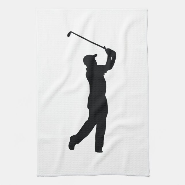 Golf Black Silhouette Shadow Kitchen Towel (Vertical)