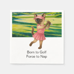 Golf Born to Golf Force to Nap for Cat lovers Napkin