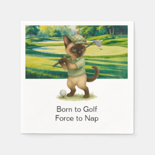 Golf Born to Golf Force to Nap for Cat lovers Napkin
