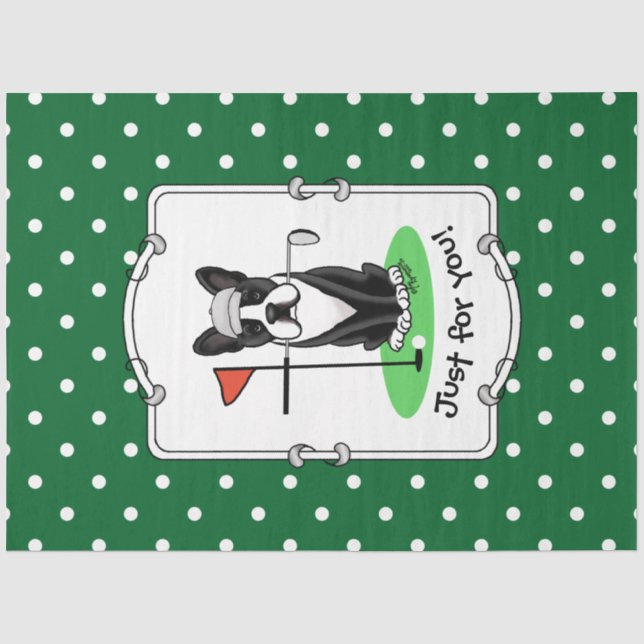 Golf Boston Terrier (black) Cute Dog Tissue Paper (Front)