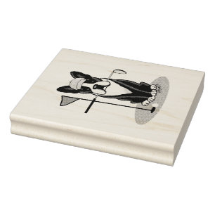Golf Boston Terrier Dog (black) Cute Rubber Stamp