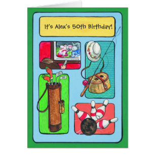 Golf bowling fishing customizable invitations