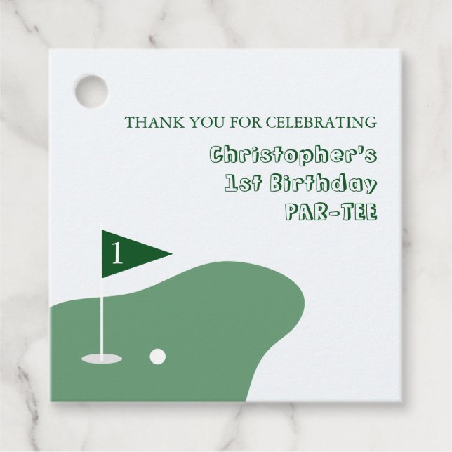Golf Boy 1st Birthday Favour Tags (Front)