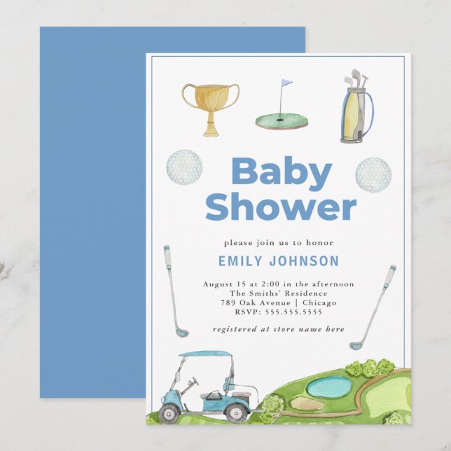 Golf Boy Baby Shower Invitation (Front/Back)