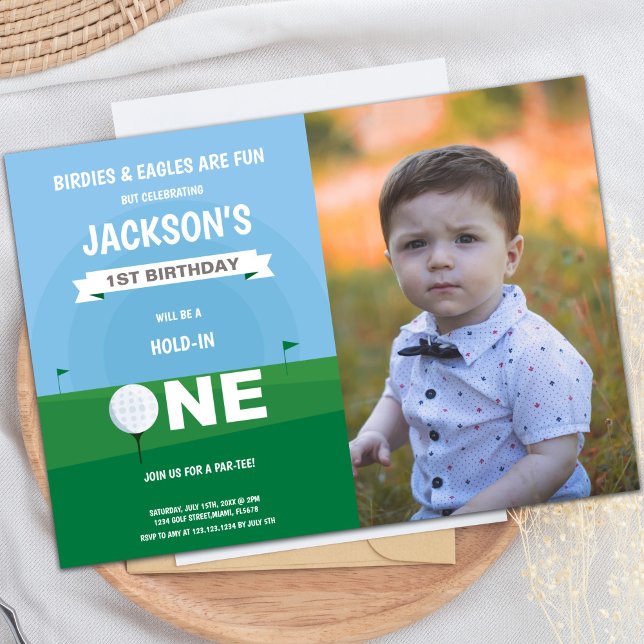 Golf Boy Birthday Invitations with photo (Golf Boy Birthday Invitations with photo)