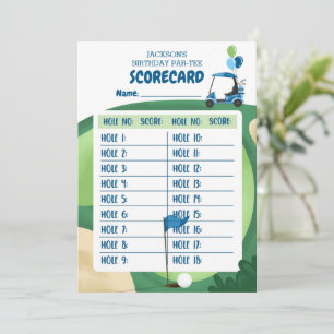 Golf Boy Birthday Par-Tee Carte de score 18 Trous