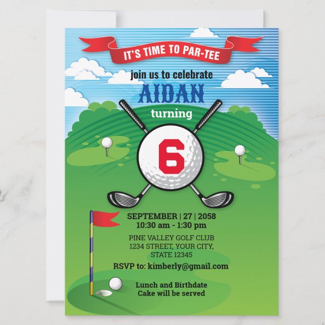 Golf Boy Birthday Par-Tee Design (Front)