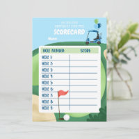Golf Boy Birthday Par-Tee Golfing Card Scorecard 