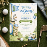Golf Boy First Birthday Par-Tee Hole In One  Invitation<br><div class="desc">Golf boy first birthday invitation featuring a fun par tee hole in one theme with playful golf elements. Created to celebrate your little one’s first birthday with a sporty, cheerful style that feels exciting and inviting. Perfect for kids birthday parties, golf themes, and outdoor celebrations. Editable text for easy personalization....</div>
