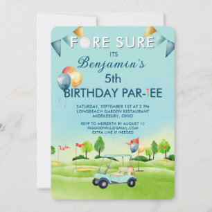 Golf Boy Fourth 5th Birthday Par-Tee   Invitation