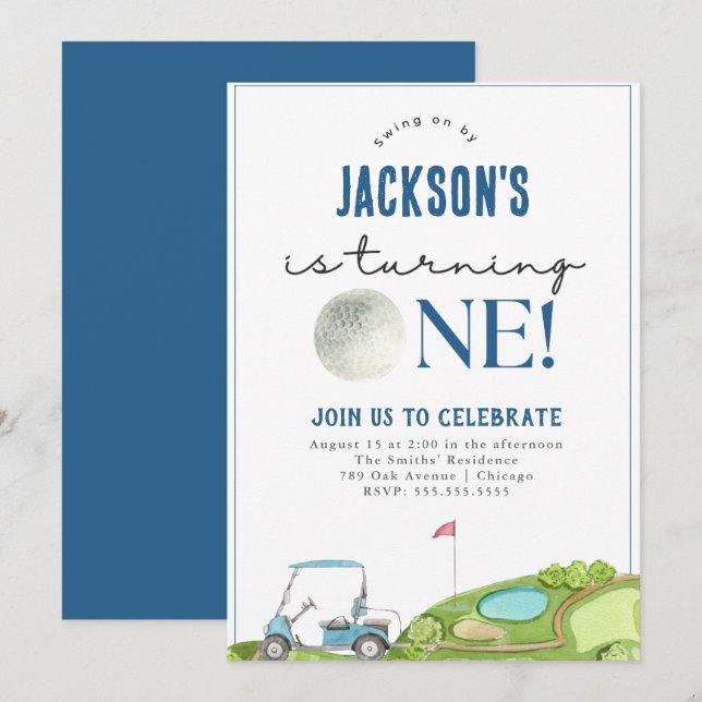 Golf Boy Invitation d'anniversaire (Devant / Derrière)