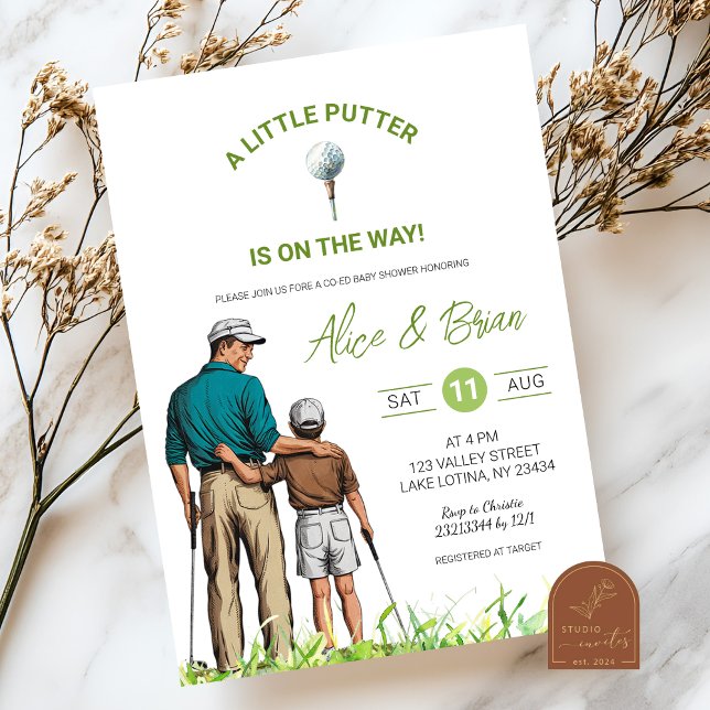 Golf Boy Little Putter is on the way Baby Shower  Invitation (Creator Uploaded)