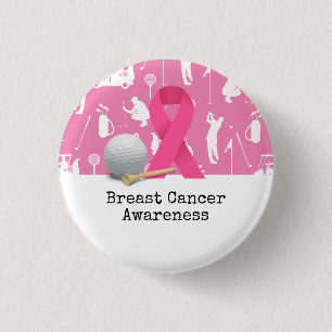 Golf Breast Cancer Awareness for golfer 1 Inch Round Button