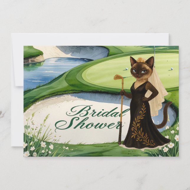 GOLF BRIDAL SHOWER for Cat Lover golfer  Invitation (Front)