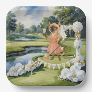 GOLF BRIDAL SHOWER for Cat Lover golfer  Paper Plate